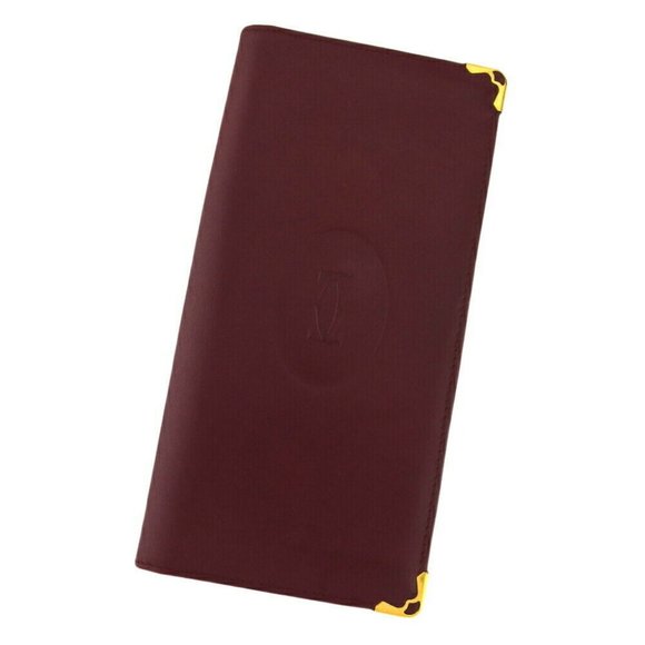 Cartier long pills masteline Bordeaux leather Auth used G1602
